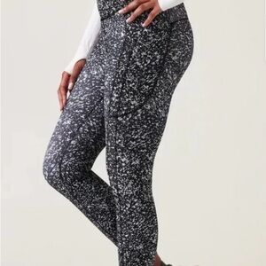 Athleta Black & White Speckled High-Rise Leggings